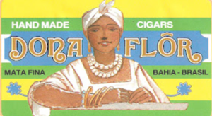 Uma das diferentes capas das caixas dos charutos Dona Flor