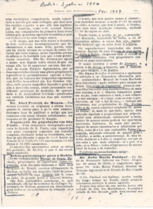 Texto do Jornal dos Agricultores de 1907 registrando a chegada dos zebus puro-sangue na Bahia